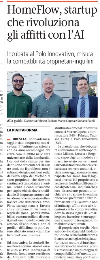 Ritaglio articolo Giornale di Brescia su Homeflow