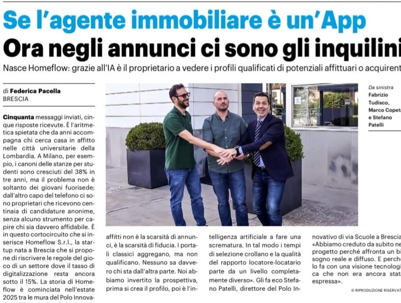 Ritaglio articolo QN su Homeflow