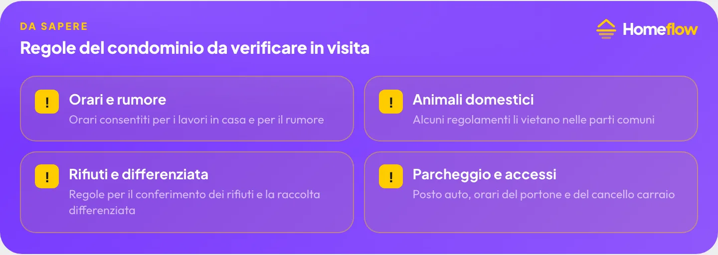 Regole del condominio da verificare in affitto: orari e rumore, animali domestici, rifiuti e differenziata, parcheggio e accessi Regole del condominio da verificare in affitto: orari e rumore, animali domestici, rifiuti e differenziata, parcheggio e accessi