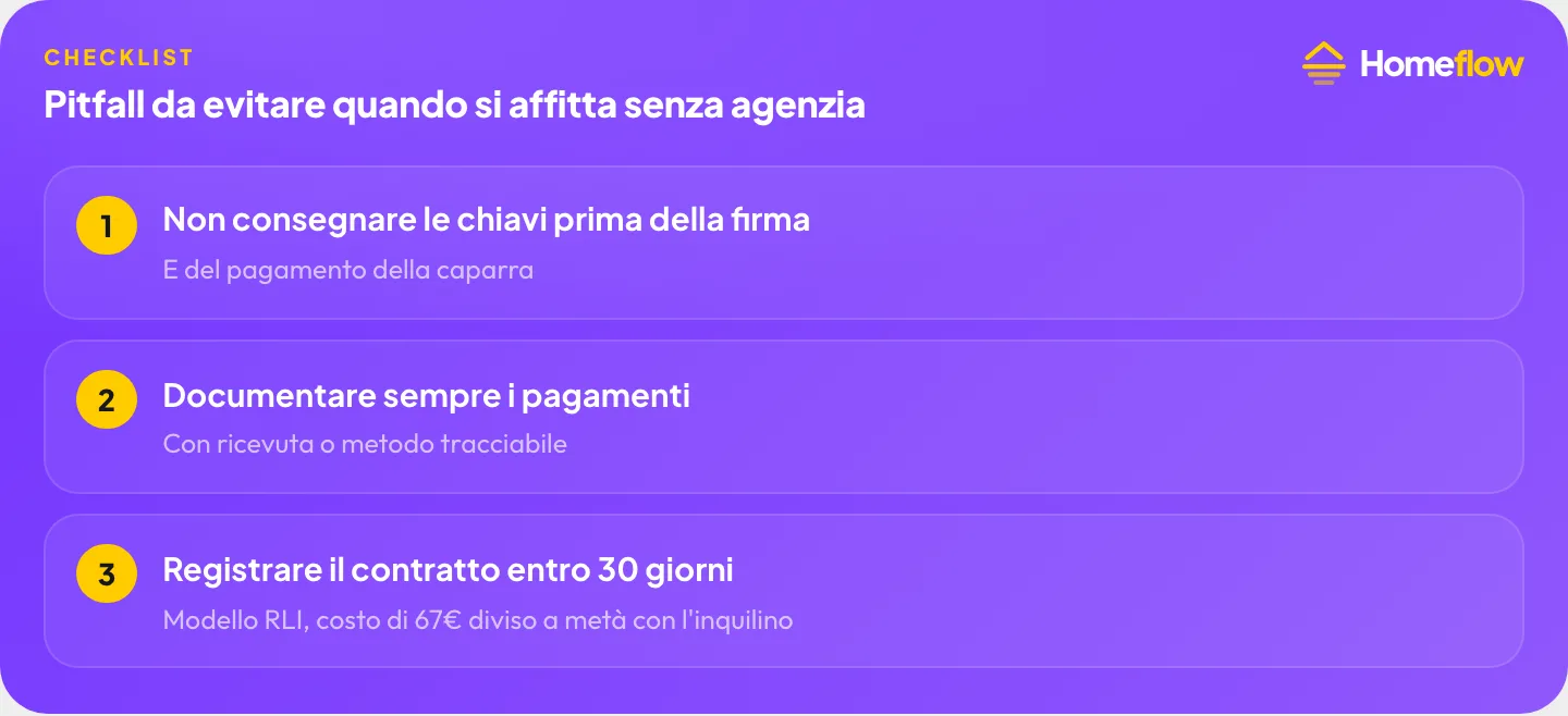 Pitfall da evitare quando si affitta senza agenzia a Brescia: chiavi, pagamenti tracciabili, registrazione del contratto